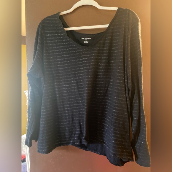 Lane Bryant black striped top - Picture 1 of 1